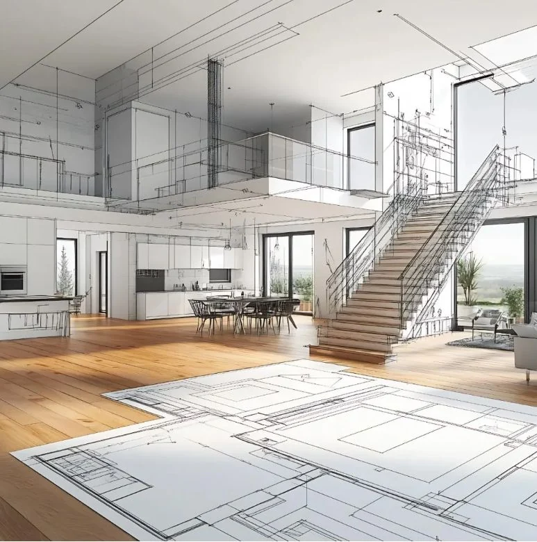 Light-filled interior architectural visualisation